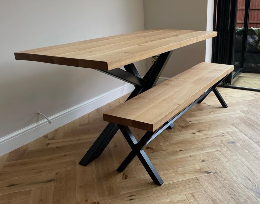 solid oak Industrial spider leg table