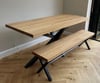 solid oak Industrial spider leg table