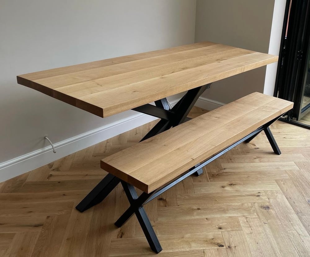 solid oak Industrial spider leg table