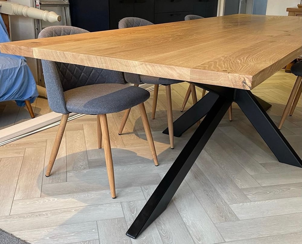 solid oak Industrial spider leg table