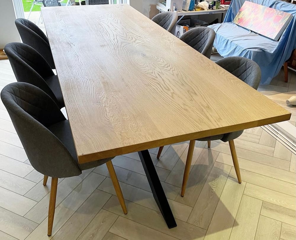 solid oak Industrial spider leg table