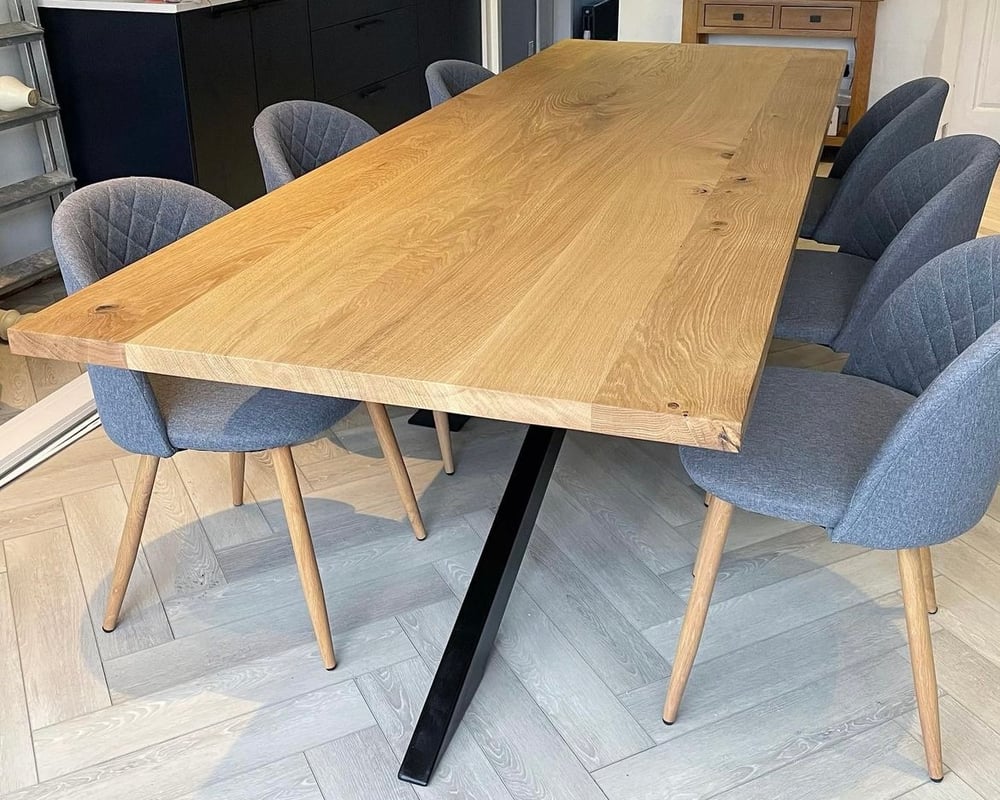 solid oak Industrial spider leg table