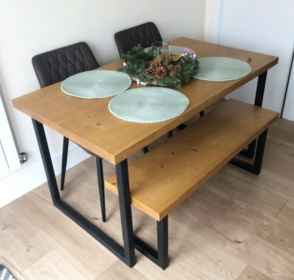 Industrial box leg table and bench