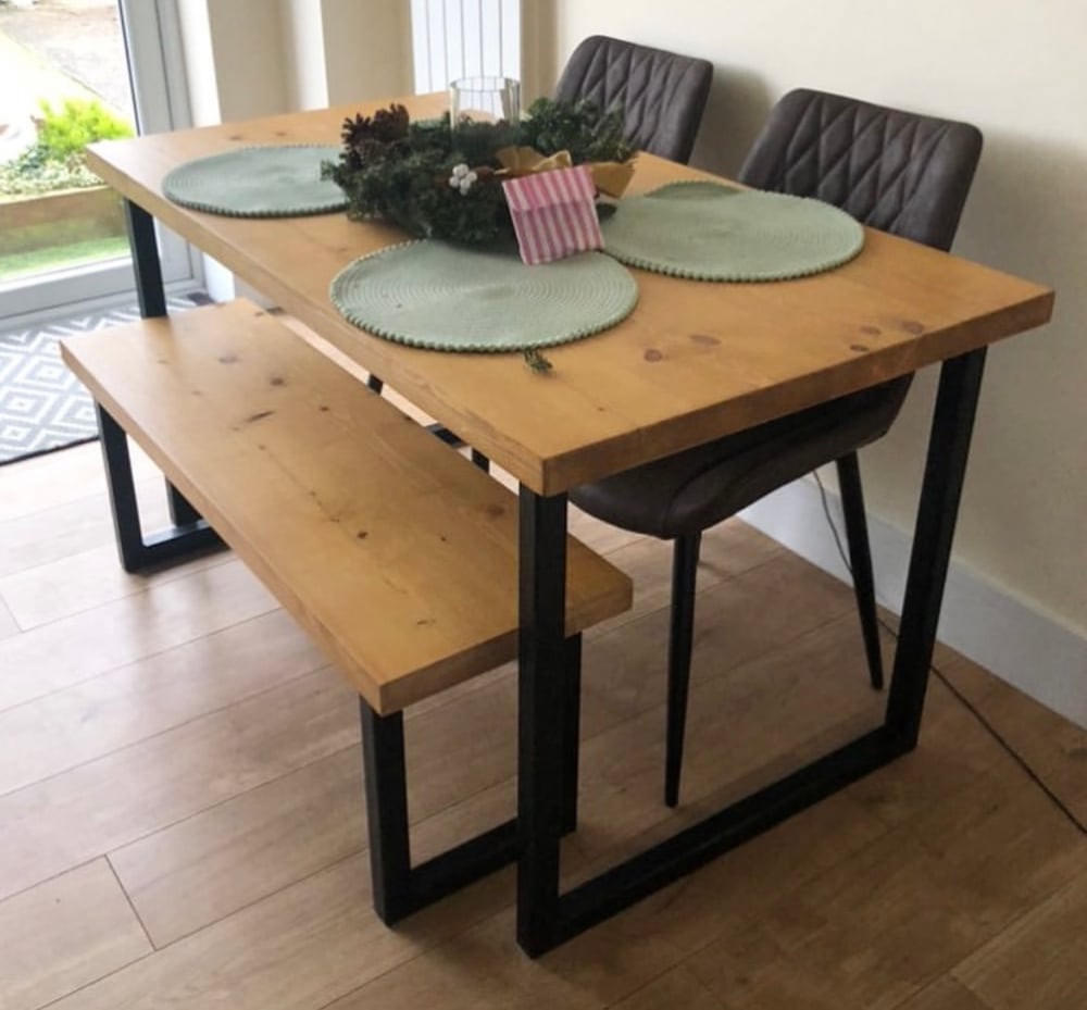 Industrial box leg table and bench