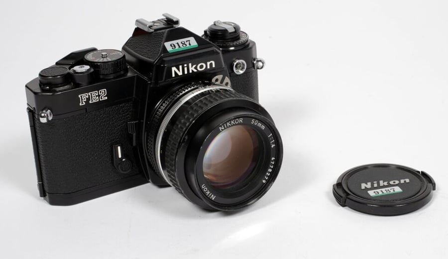 Image of Nikon FE2 35mm SLR Film Camera (black) with Nikkor 50mm F1.4 lens #9187