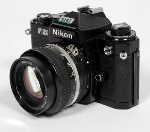 Image of Nikon FE2 35mm SLR Film Camera (black) with Nikkor 50mm F1.4 lens #9187