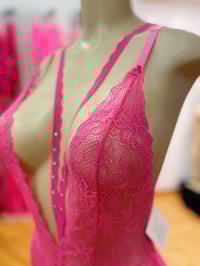 Image 2 of Pink Lace Low Cut Teddy