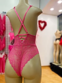 Image 3 of Pink Lace Low Cut Teddy