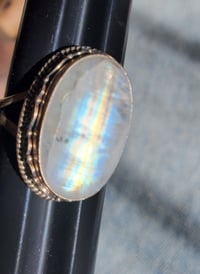 Image 2 of Large Blue flash moonstone ring