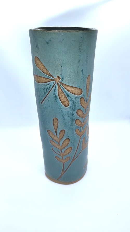 Image of LARGE HAND-BUILT DRAGONFLY VASE IN LEVI