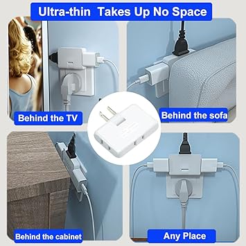Rotatable Socket Converter 3 in 1 US Extension Plug Multi-Plug Mini Slim Wireless Outlet Adapter