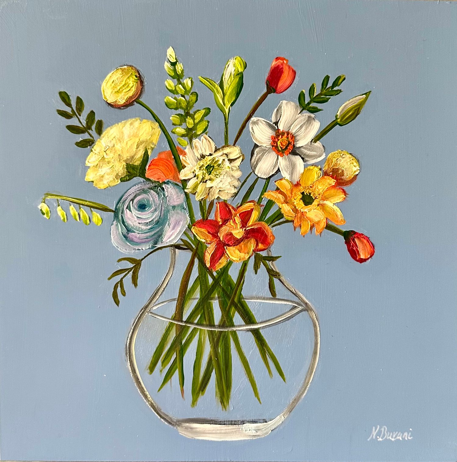 Mini Floral 34 by Neena Buxani - Original Painting