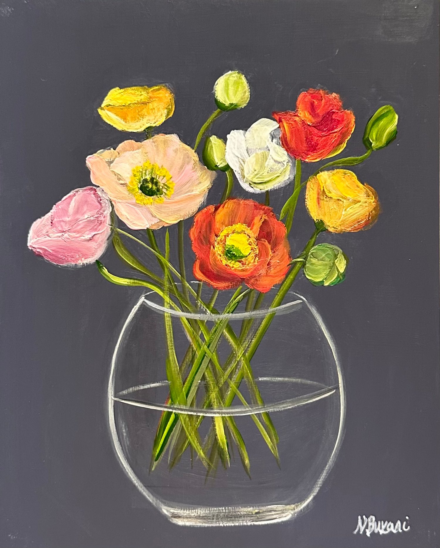 Mini Floral 37 by Neena Buxani - Original Painting