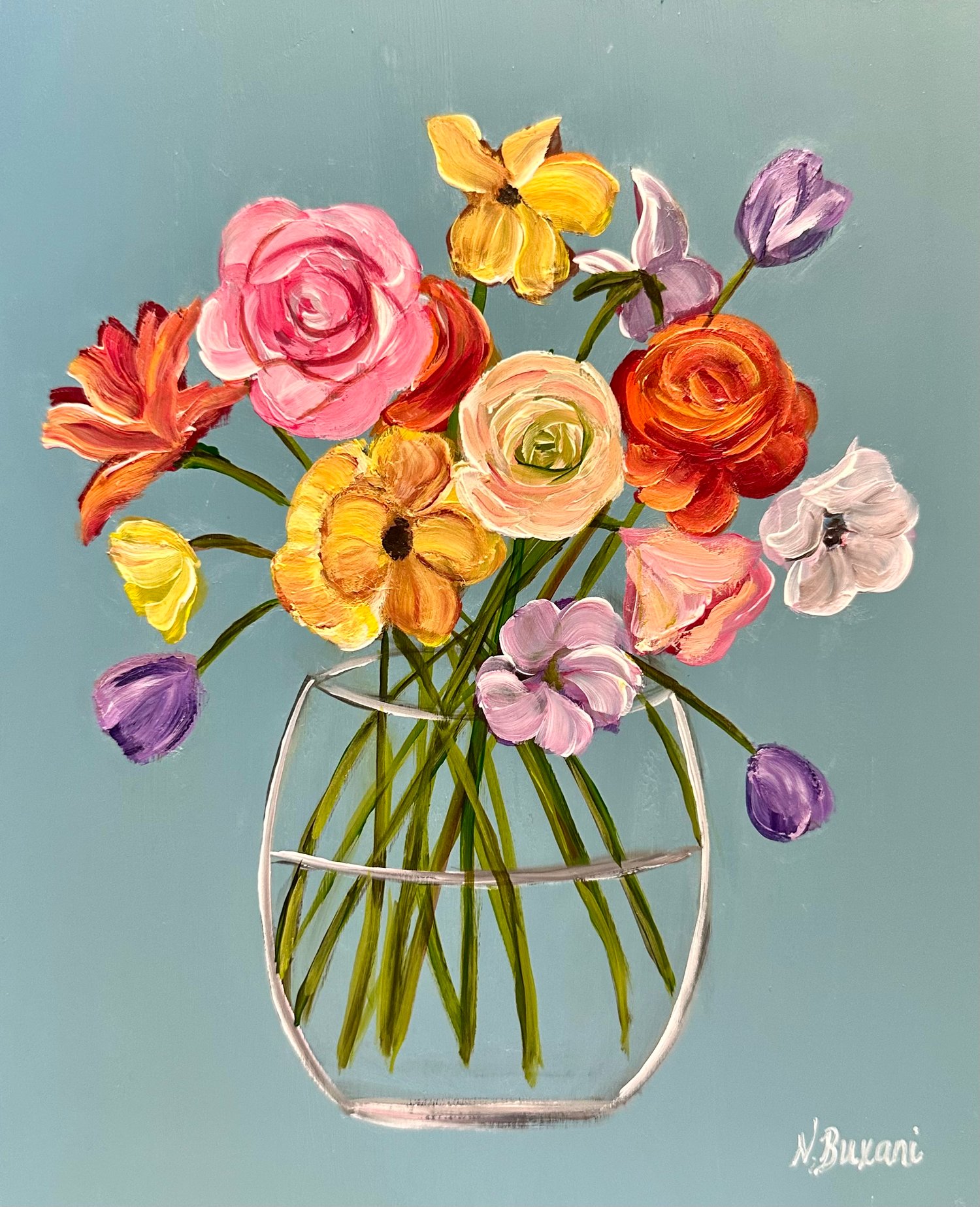 Mini Floral 38 by Neena Buxani - Original Painting