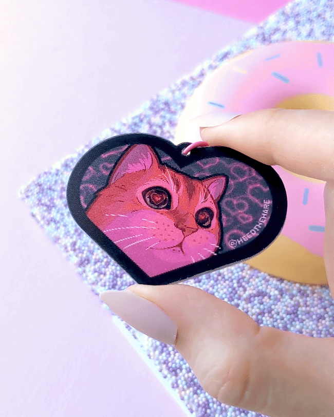 Love-struck Cat Lenticular Keychain