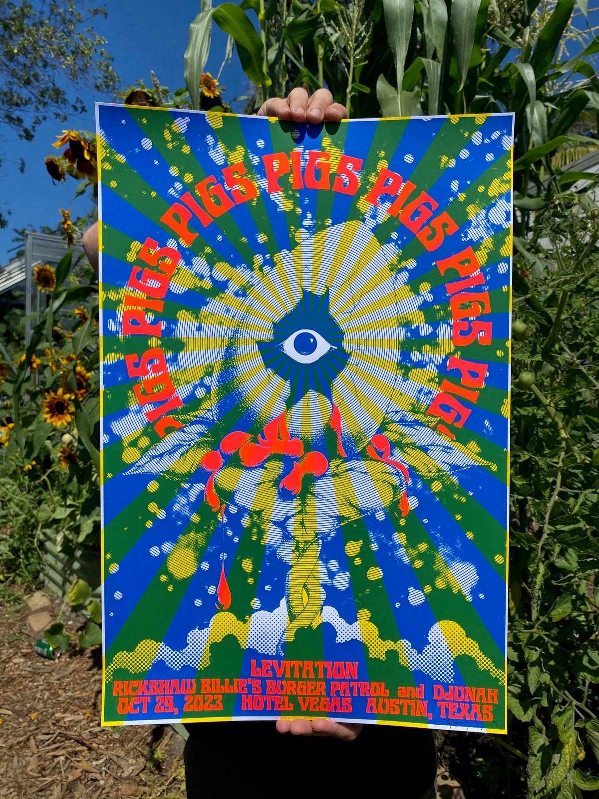 Image of Pigs7 Levitation Fest Poster, 2023.