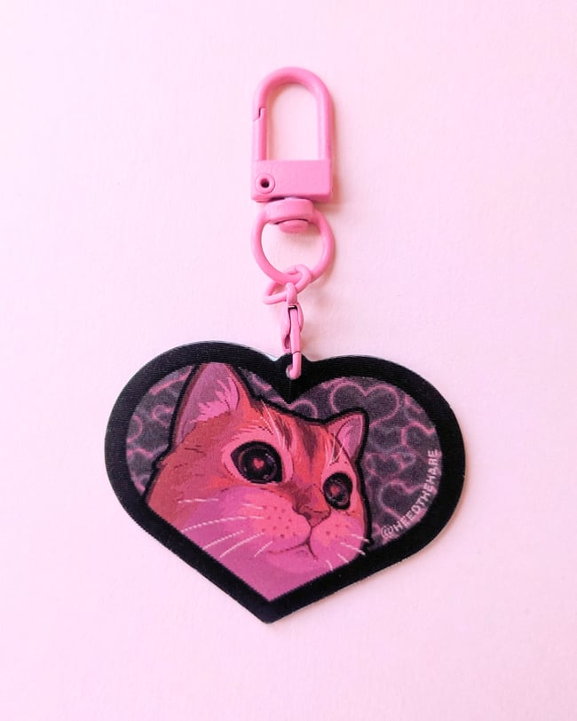 Love-struck Cat Lenticular Keychain