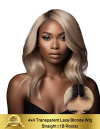 Image 1 of  4x4 Transparent 1B Roots Lace Wig Blonde(613)
