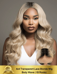 Image 2 of  4x4 Transparent 1B Roots Lace Wig Blonde(613)