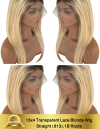  13x4 Blonde (613) 1B Roots Transparent Lace