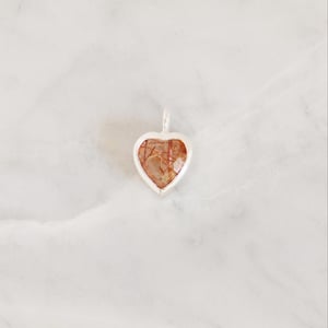 Image of Red Rutilated Quartz heart shape diamond cut silver necklace