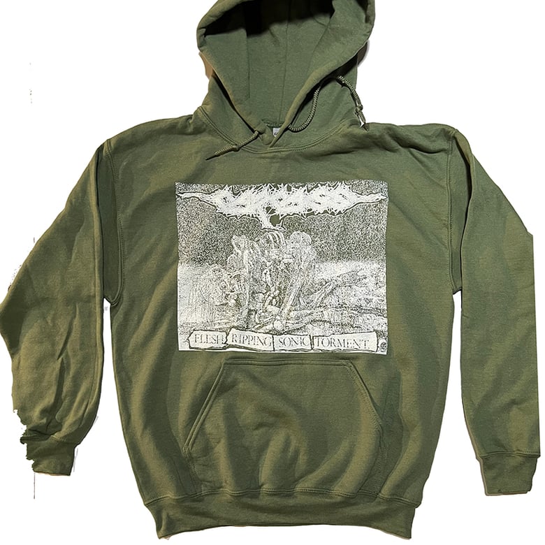 Image of Carcass " Flesh Ripping Sonic Torment " Hoodie Miltary green hooded Sweatshirt
