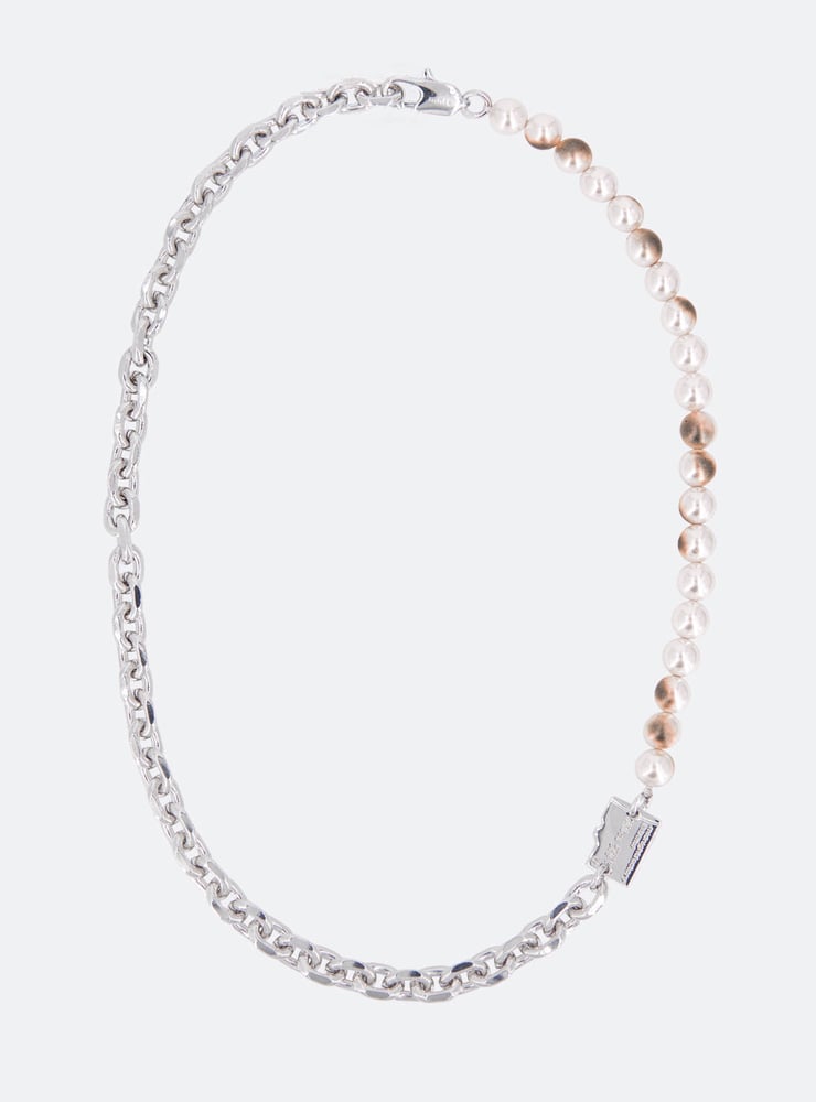 Image of MIDNIGHT FACTORY - Micro-SD Burnt Pearls Necklace (White)