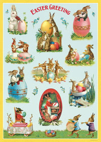 Cavallini & Co. Easter Bunnies Poster, Archival Paper, Matte