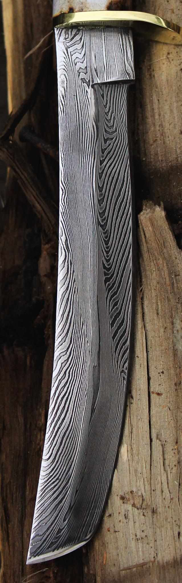 Image of Japanese Tanto feathered Damascus blade