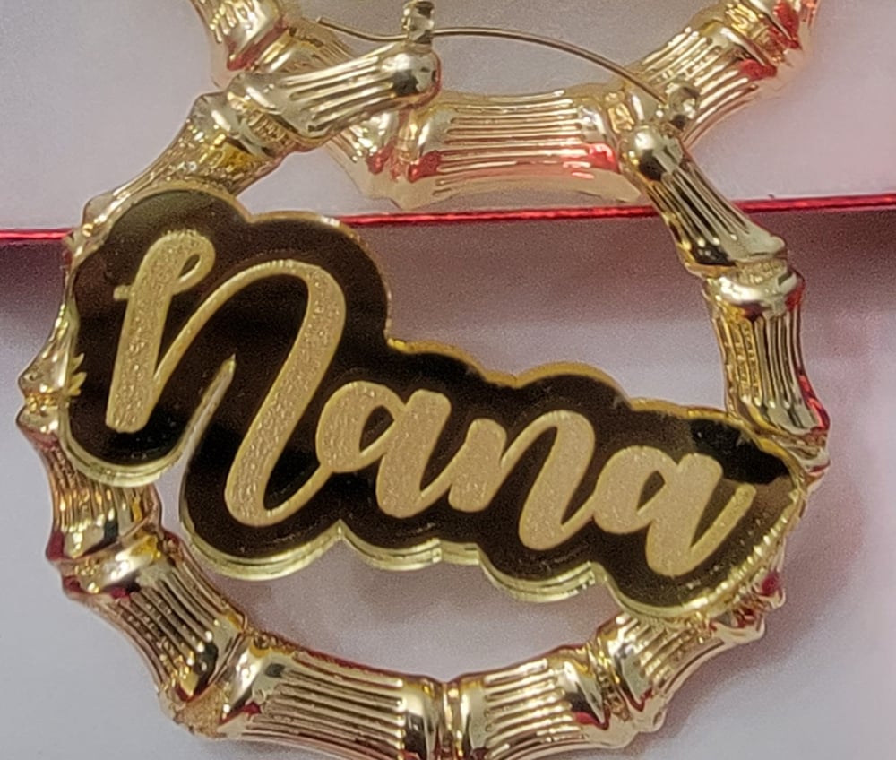 Image of  90's Style Personalized Bamboo Earrings (Acrylic Name)