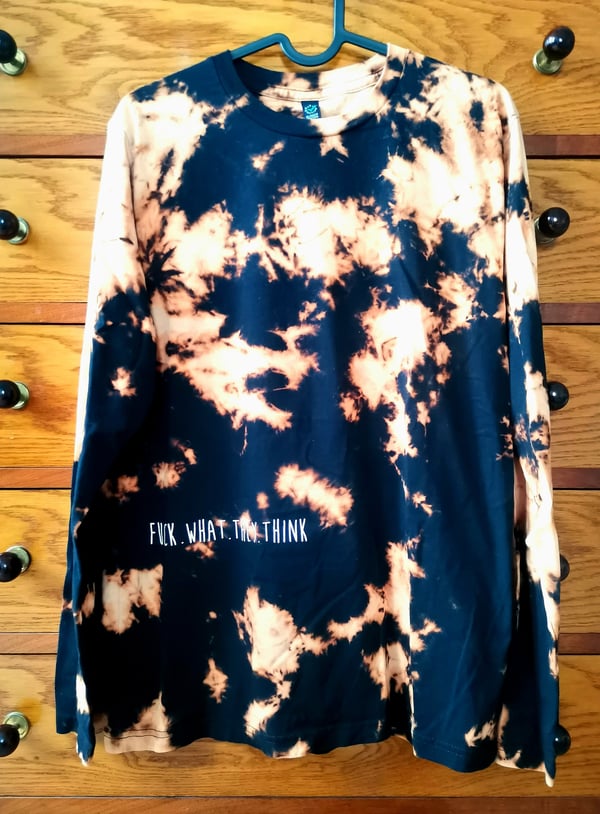 Image of S | BATIK LONGS | UNIKAT | "FUCK WHAT THEY  THINK| Shirt | DIY | Tailliert | bio | organic | lgbtq |