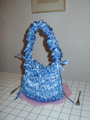 Puffy Bag Blue Satin