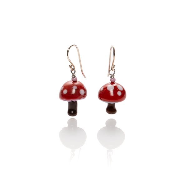 Image of red mushroom earrings
