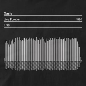 Image of Oasis, Live Forever Song Sound Wave Graphic T-shirt