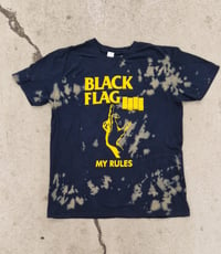 Image 1 of Black Flag My Rules bleach stained tee