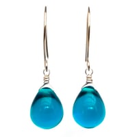 Image 1 of Dark blue glass drop earrings