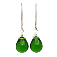 Image 1 of Emerald green glass drop earrings