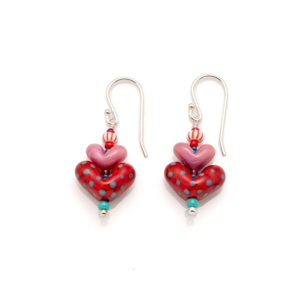 Image of mama and baby heart earrings