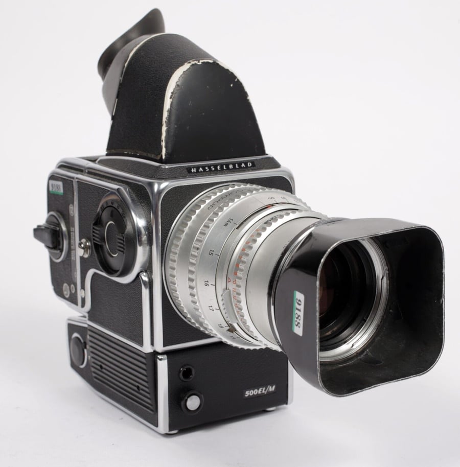 Image of Hasselblad 500EL/M camera w/ Sonnar 150mm F4 lens + A12 Back + NC2 prism finder