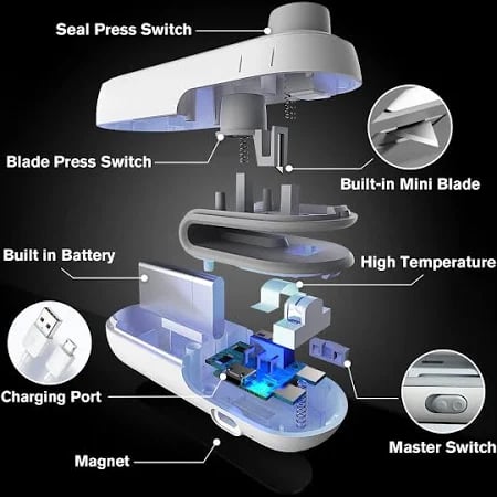 Mini Bag Sealer Heat Vacuum Rechargeable Portable Machine 
