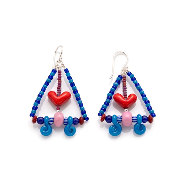 Image of trapeze heart earrings