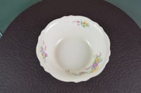 Image 1 of Homer Laughlin K48 N8 Virginia Rose 9.5" Pastel Floral Serving Bowl w/ Platinum Rim, Good Condition,