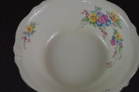 Image 3 of Homer Laughlin K48 N8 Virginia Rose 9.5" Pastel Floral Serving Bowl w/ Platinum Rim, Good Condition,