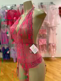 Image 3 of Low Plunge Crotchless Halter Teddy