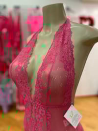 Image 2 of Low Plunge Crotchless Halter Teddy