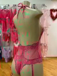 Image 4 of Low Plunge Crotchless Halter Teddy