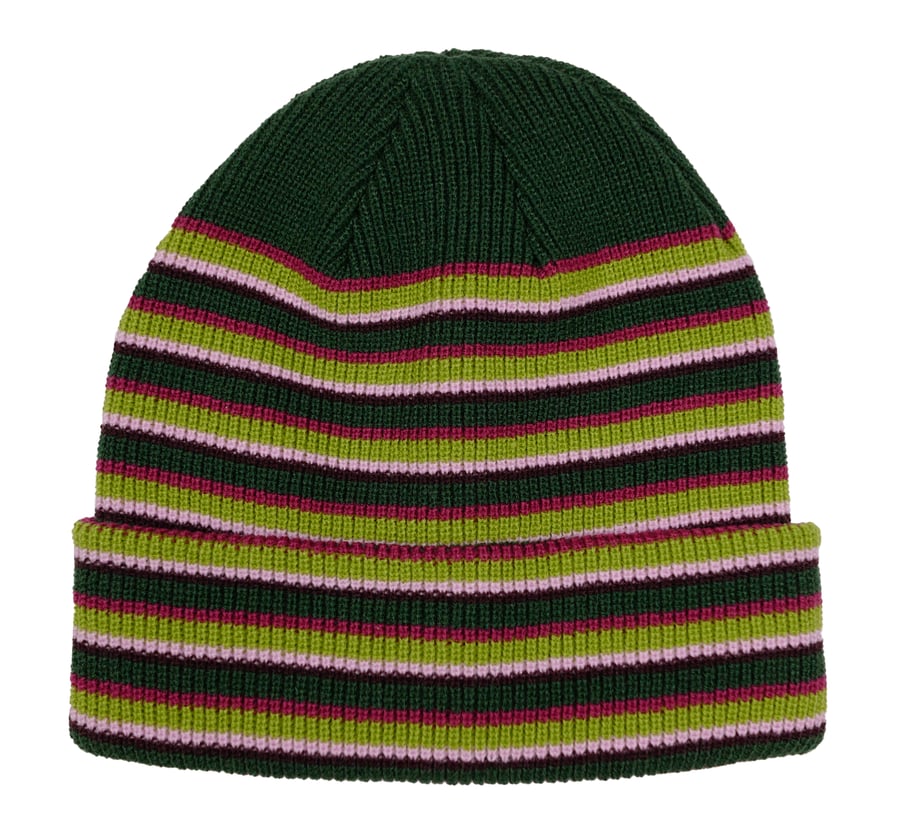 Image of Striped Beanie (Mixed Green)