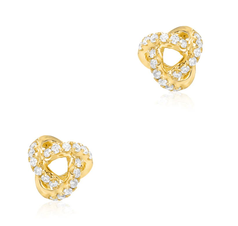 Image of 14 kt and Diamond Love Knot Studs