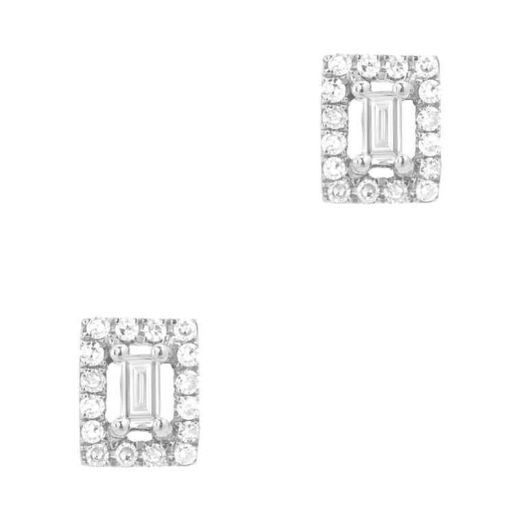 Image of 14kt Baguette Diamond Stud Earrings (Yellow or White Gold)