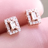 Image of 14kt Baguette Diamond Stud Earrings (Yellow or White Gold)